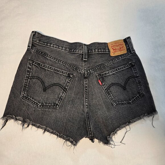 LEVI'S 501 Original Icon BOHO Black Hash Raw Hem Button Fly Jean Short Size W29 - Picture 5 of 16